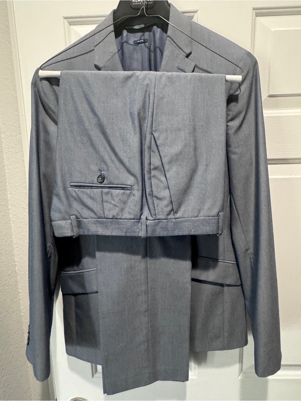 Perry Ellis Men's Metallic Blue Two-Button Notch Lapel Blazer